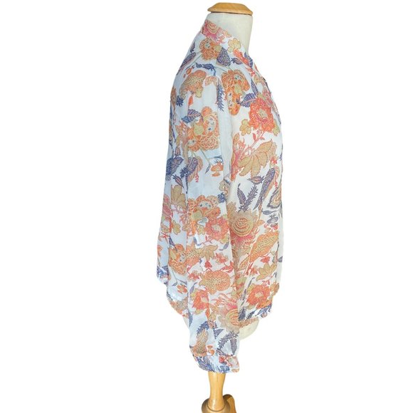 NWT Hillary Scott Floral Bomber Jacket XL Sheer Chiffon Cottagecore Coastal Fall - Picture 7 of 13